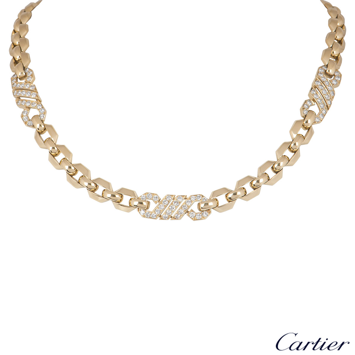 cartier yellow gold diamond necklace